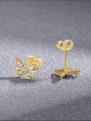 Gra 18k ouro pequeno bonito borboleta brincos para presente feminino real 925 prata esterlina original de alta qualidade festa jóias finas