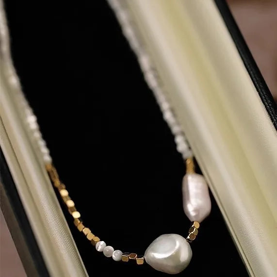 Elegante Natural Barroco de Água Doce Colar de Pérolas para Mulheres, Ouro 14K Cheio Senhora Contas Cadeia, Jóias, Presentes de Aniversário, Nova Chegada