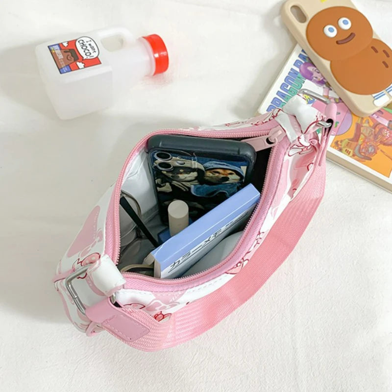 Miniso hello kitty bolsa de axilas para mulheres y2k sanrio kuromi mymelody bolsa mensageiro fofa meninas bolsa de ombro bolsa