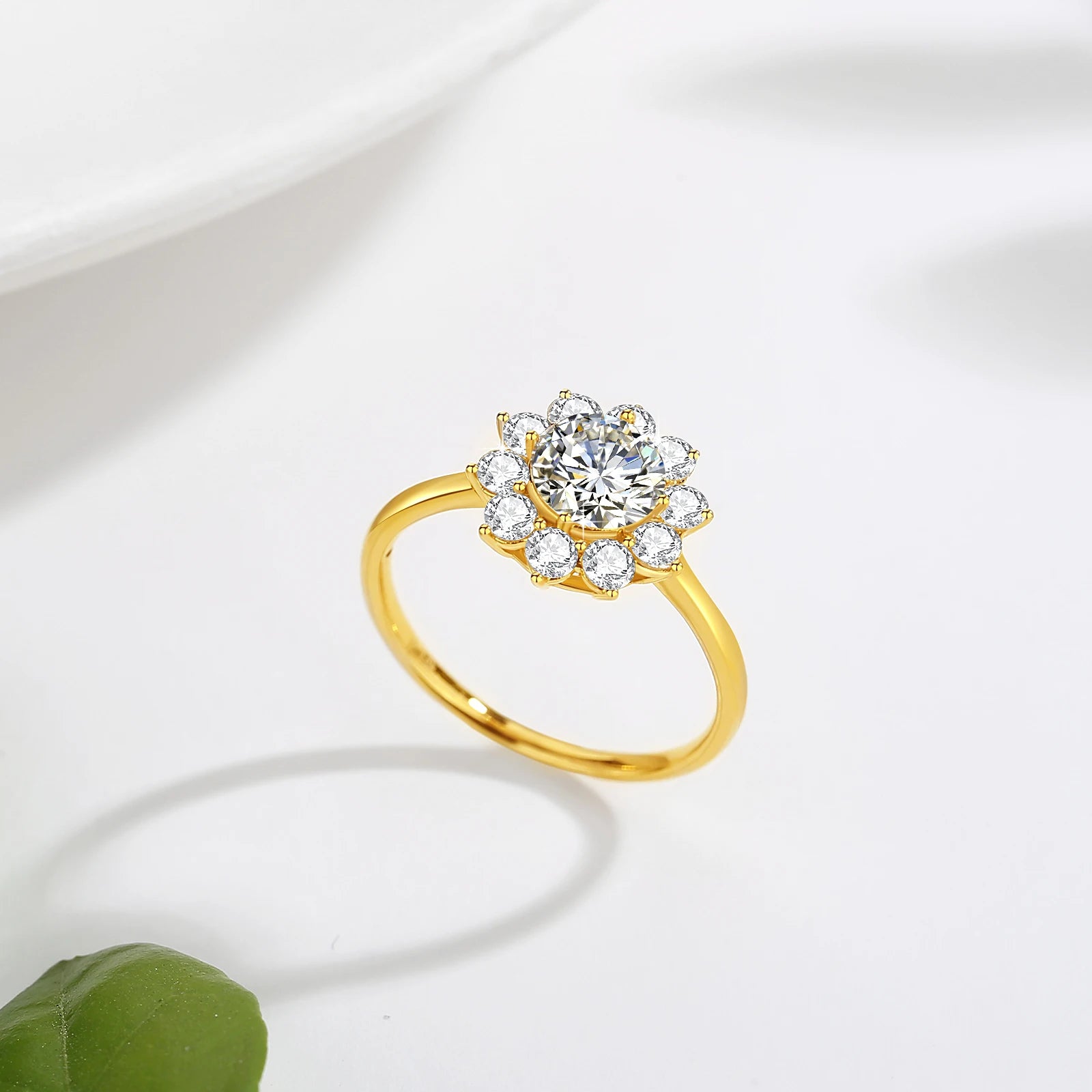 Szjinao 100% real 14k ouro flor anel completo moissanite diamante 1 quilate casamento jóias finas 585 k ouro na moda presente do dia dos namorados