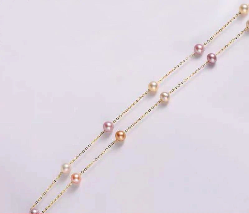 Ninfa real 18k ouro natural pérola colar au750 jóias finas perto redondo presente de aniversário para mulher cor misturada X321-1