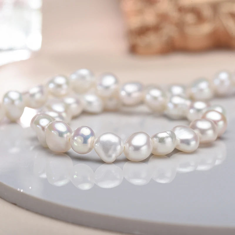 Colar de pérolas de água doce barroca natural 5-6mm, joias da moda para presente, gargantilha de prata esterlina 925 para mulheres e meninas