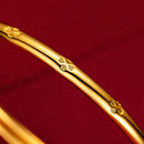 Pulseira da sorte de ouro amarelo 18k puro para mulheres tendência grama dourada alça suave push and pull para joias femininas