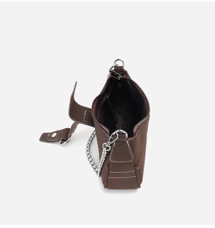 Bolsa retrô fosca nas axilas, nova bolsa baguete minimalista feminina, bolsa pequena crossbody de ombro único elegante e versátil