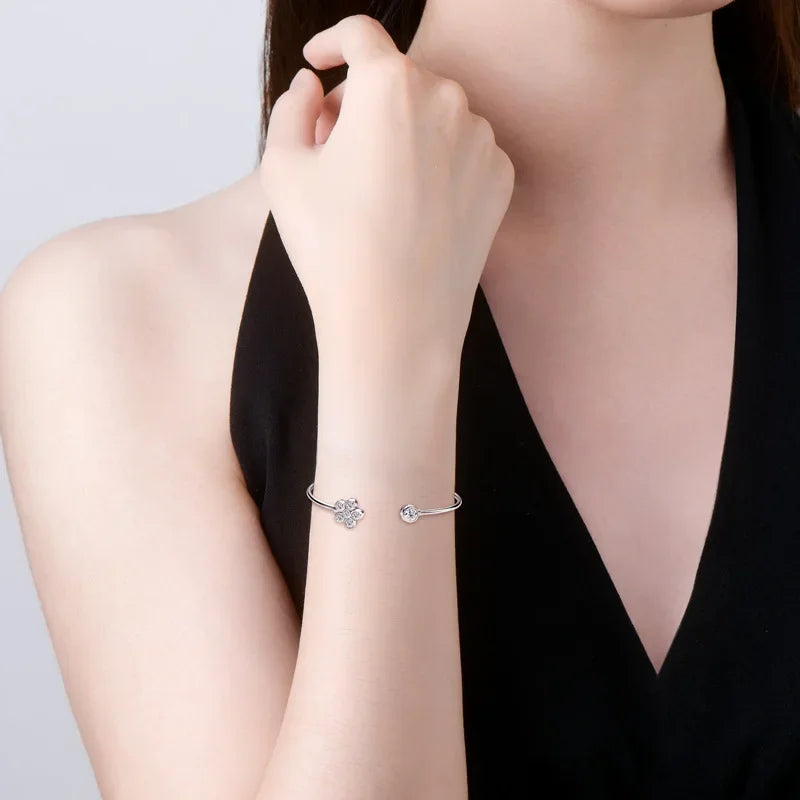 D cor vvs pulseira redonda de moissanite com certificação gra s925 prata esterlina banhada a ouro 18k pulseira de flor joias para mulheres