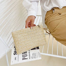 Bolsa feminina de palha tecida, carteira de moeda com zíper tecido ecológico, bolsa de armazenamento de praia de verão, bolsa de palha de trigo natural.zwq