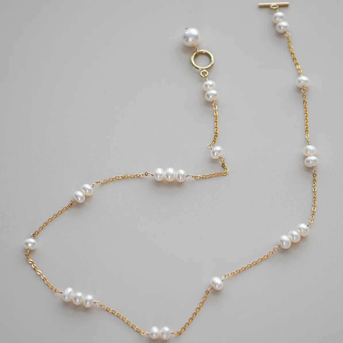 Colar de Corrente de Pérolas de Água Doce para Mulheres 100% Natural, Ouro 14K Cheio, Sem Jóias Desvanecentes, Presentes de Ano Novo, Venda Quente
