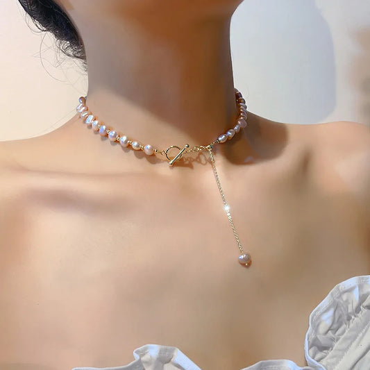 Nova chegada natural barroco rosa pérola de água doce 14k ouro enchido cadeias femininas colar jóias para presentes do dia dos namorados feminino