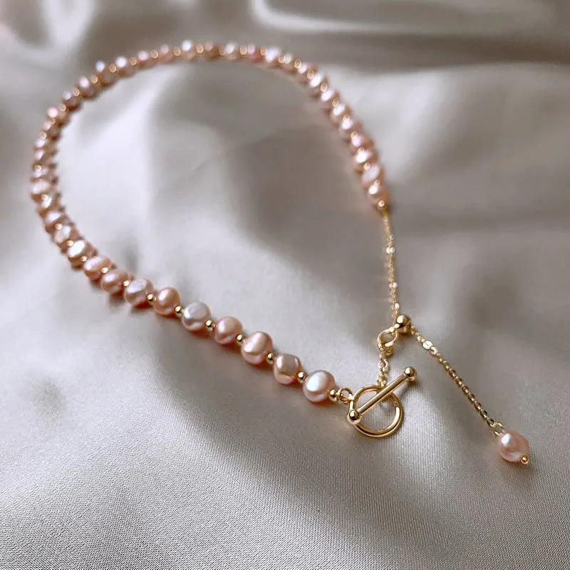 Nova chegada natural barroco rosa pérola de água doce 14k ouro enchido cadeias femininas colar jóias para presentes do dia dos namorados feminino