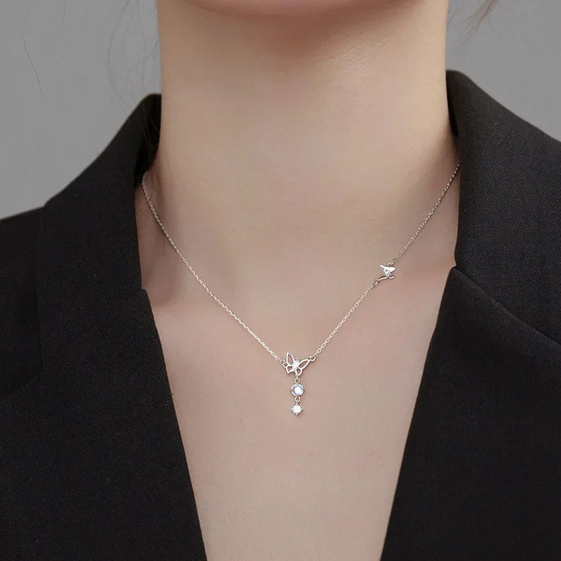 Trustdavis feminino 925 prata esterlina sólida romântico borboleta colar para senhora meninas presente de aniversário fino s925 jóias ds4203