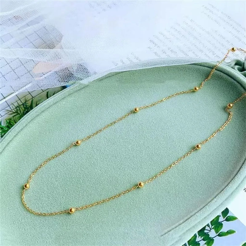Leb real 18k ouro bola dourada céu estrelado colar au750 moda feminina colar boutique jóias presente x0036