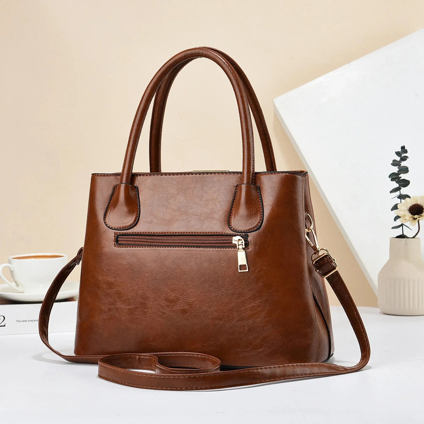 Bolsas retrô de cor sólida para mulheres, bolsa crossbody elegante de couro PU, bolsas modernas para escritório e trabalho
