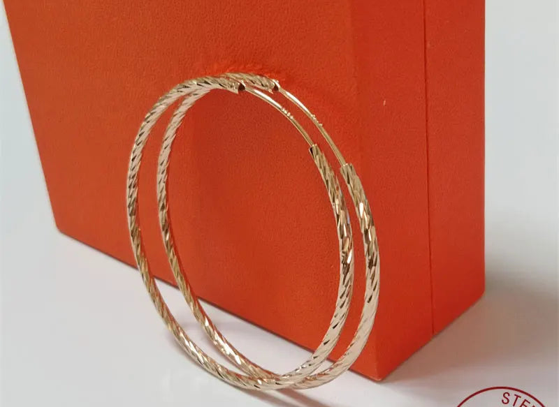 Senlissi - Brincos de argola femininos 18K AMARELO banhado a ouro 925 prata esterlina brincos de gota da moda C takoьги Kotyьца Kotyьц SL009