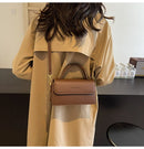 Moda retro marrom crossbody saco bolsa fena versátil estilo outono pequ quad saco material pu superfície endurecida