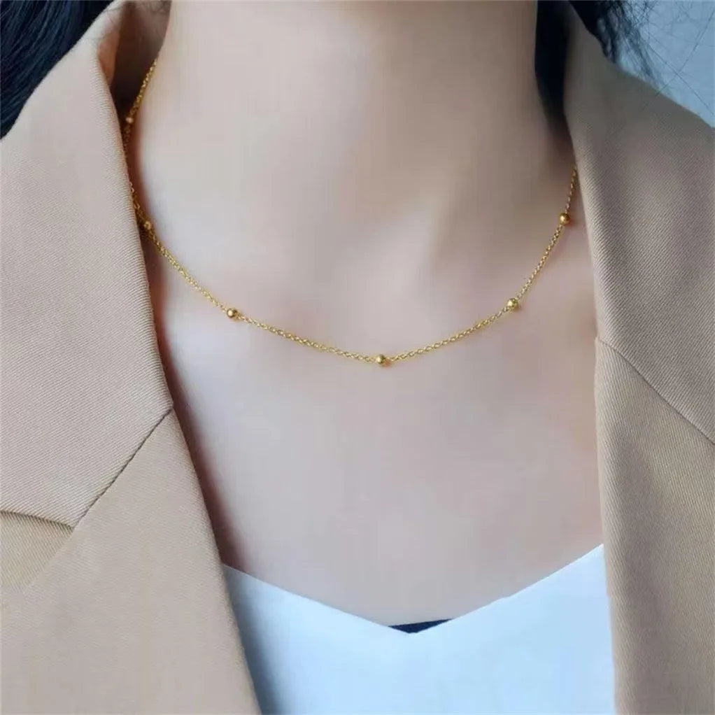 Leb real 18k ouro bola dourada céu estrelado colar au750 moda feminina colar boutique jóias presente x0036