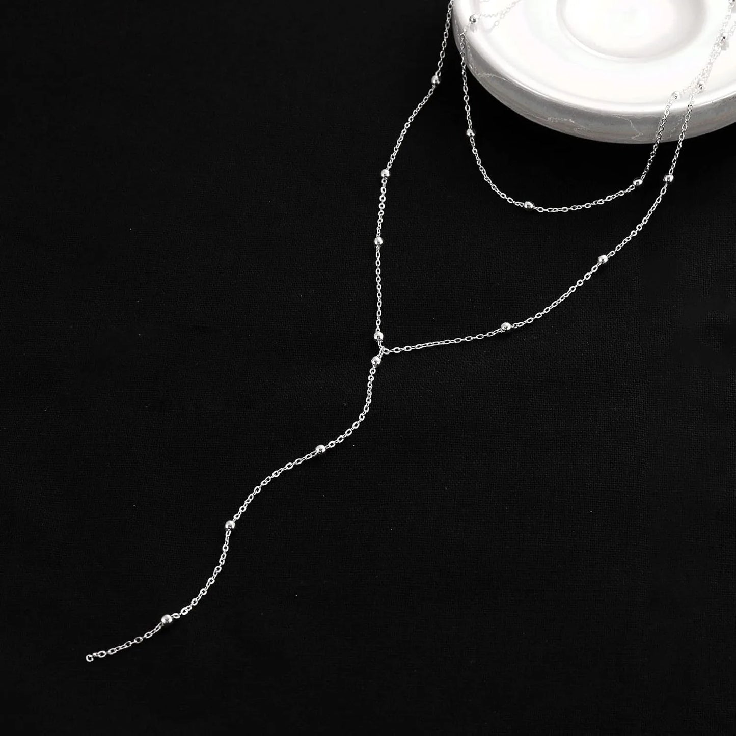 Colar de ouro para mulher 14k banhado a ouro/prata em forma de y pingente colar em camadas frisado corrente gota colares para presente feminino