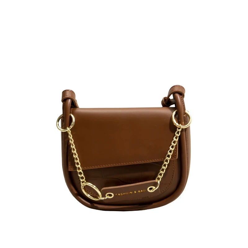 Maxdutti-bolsa mensageiro de couro para mulheres, bolsa de ombro viajante, corrente sólida simples, estilo inglês, moda vintage, bolsa de sela, 2023