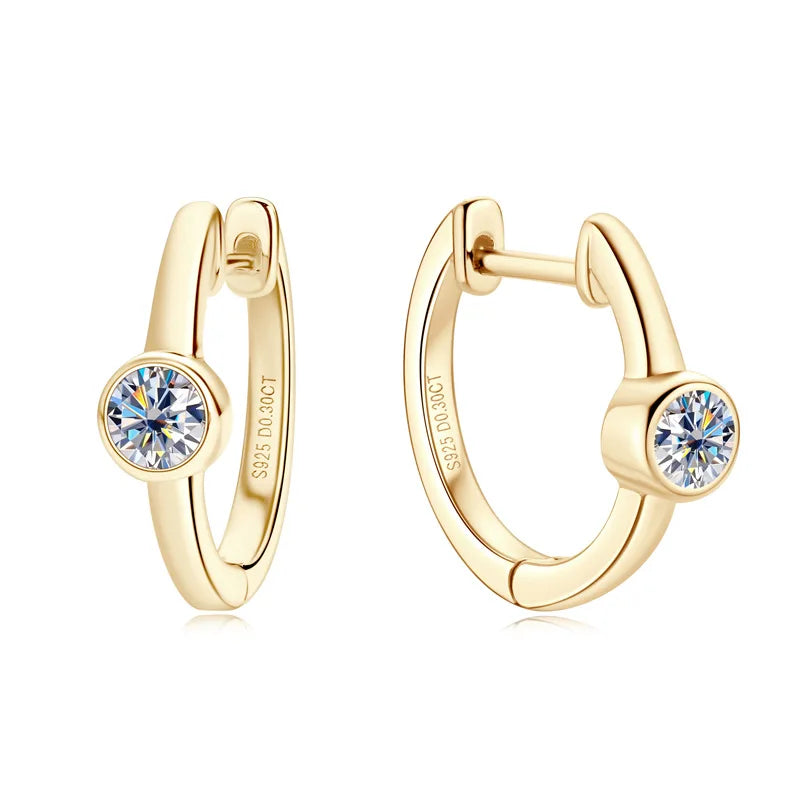 Brincos de moissanite certificados em ouro 18k 0,3ct 4mm para mulheres 100% brinco de argola de prata 925 joias para festa de casamento atacado