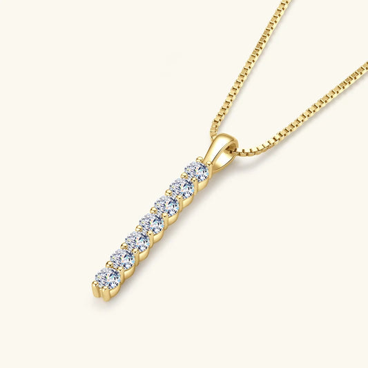 Anziw 2,8 mm 0,56 quilates. Moissanite pingente colar para mulher 925 prata corrente ajustável barra de 7 pedras colares tendência jóias presentes