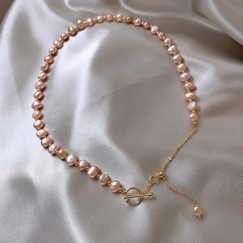 Nova chegada natural barroco rosa pérola de água doce 14k ouro enchido cadeias femininas colar jóias para presentes do dia dos namorados feminino