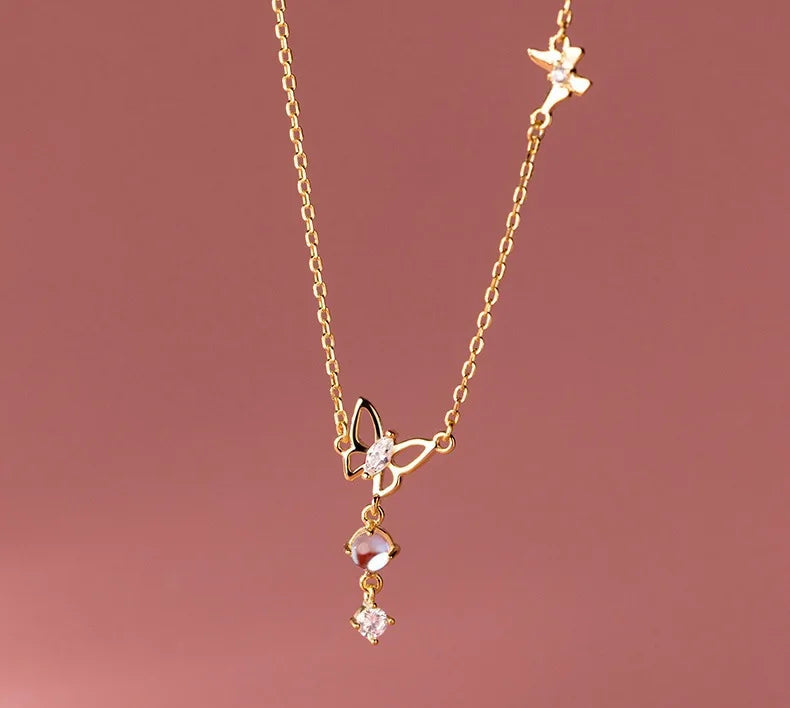 Trustdavis feminino 925 prata esterlina sólida romântico borboleta colar para senhora meninas presente de aniversário fino s925 jóias ds4203