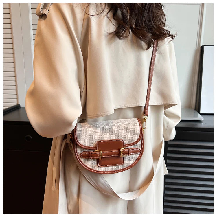 Novo design feminino lona pequena bolsa de ombro moda bolsas retro couro do plutônio feminino sela sacos Laides Cross Body Bags