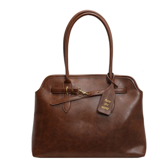 Vintage grande capacidade de couro do plutônio sacola para as mulheres 2024 outono tendência marrom senhora commuter bolsa feminina viagem bolsa ombro