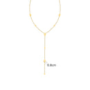 Colar de corrente lariat com gota de coração para mulheres, corrente longa em forma de Y em aço inoxidável 18K joias em camadas de cor dourada