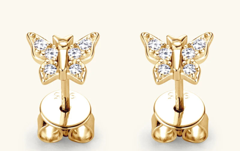 Oxtao 925 prata esterlina moissanite borboleta brincos jóias femininas espumante laboratório diamante piercing brinco presente gra certificado