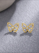 Gra 18k ouro pequeno bonito borboleta brincos para presente feminino real 925 prata esterlina original de alta qualidade festa jóias finas