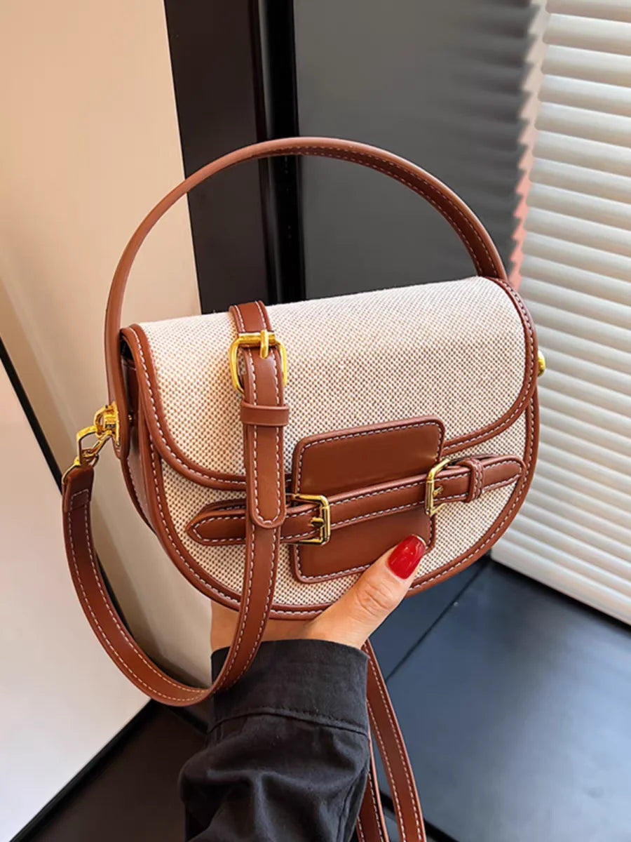 Novo design feminino lona pequena bolsa de ombro moda bolsas retro couro do plutônio feminino sela sacos Laides Cross Body Bags