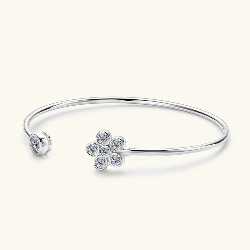 D cor vvs pulseira redonda de moissanite com certificação gra s925 prata esterlina banhada a ouro 18k pulseira de flor joias para mulheres
