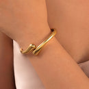 Ftcy pulseiras de ouro grossas para mulheres, pulseiras de cor dourada com pingente de gota de água, pulseira oval em espiral, joias elegantes da moda, presente