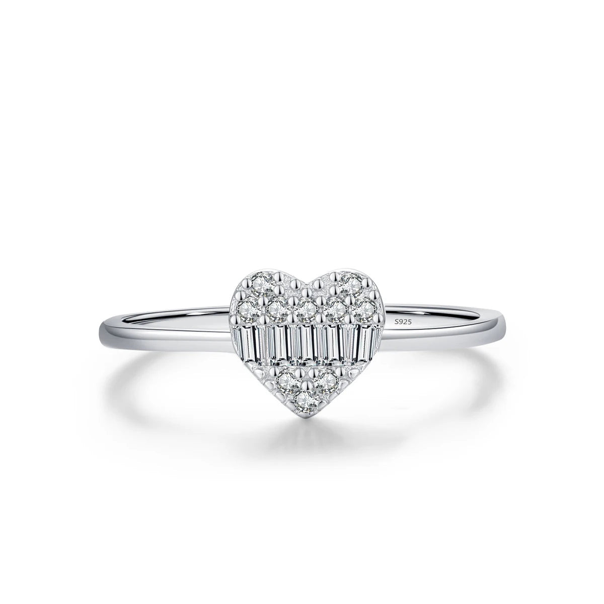 Modian 925 prata esterlina simples clássico coração amor deslumbrante zircônia anel para casamento feminino platinado jóias finas presentes