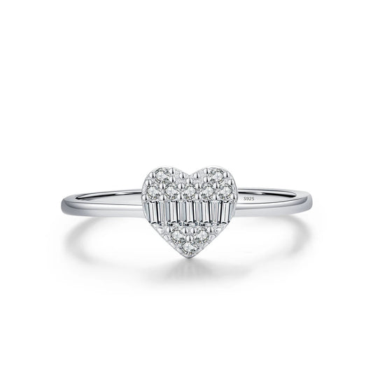 Modian 925 prata esterlina simples clássico coração amor deslumbrante zircônia anel para casamento feminino platinado jóias finas presentes
