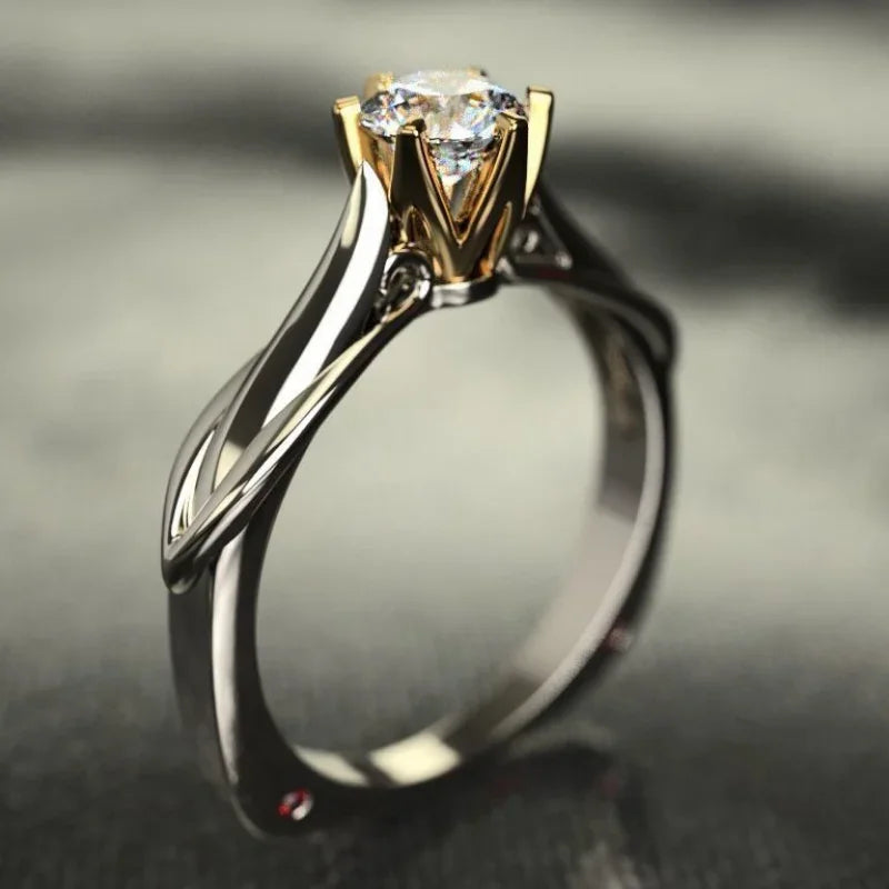 Anel Prata 925 com banho de ouro 18K Anel Prisma 925
