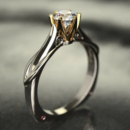 Anel Prata 925 com banho de ouro 18K Anel Prisma 925