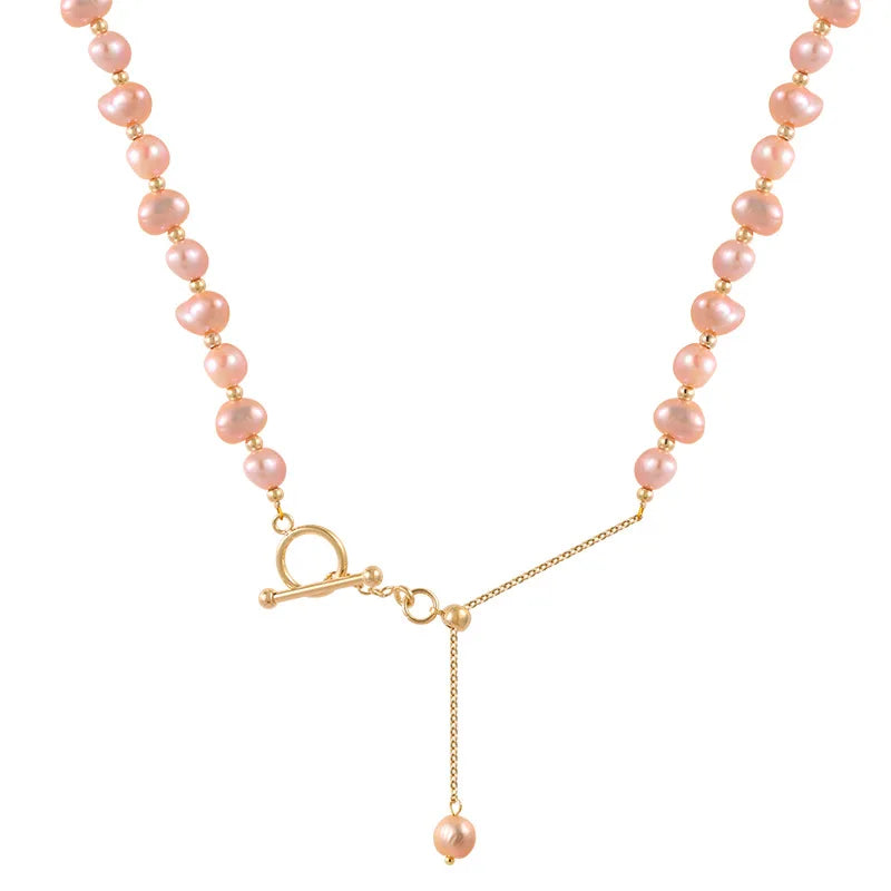 Nova chegada natural barroco rosa pérola de água doce 14k ouro enchido cadeias femininas colar jóias para presentes do dia dos namorados feminino