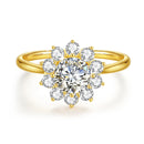 Szjinao 100% real 14k ouro flor anel completo moissanite diamante 1 quilate casamento jóias finas 585 k ouro na moda presente do dia dos namorados