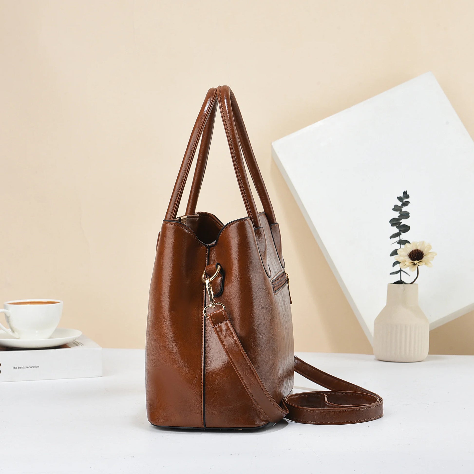 Bolsas retrô de cor sólida para mulheres, bolsa crossbody elegante de couro PU, bolsas modernas para escritório e trabalho