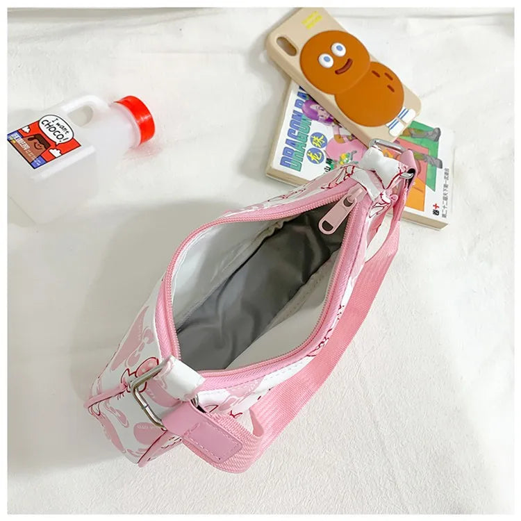 Miniso hello kitty bolsa de axilas para mulheres y2k sanrio kuromi mymelody bolsa mensageiro fofa meninas bolsa de ombro bolsa