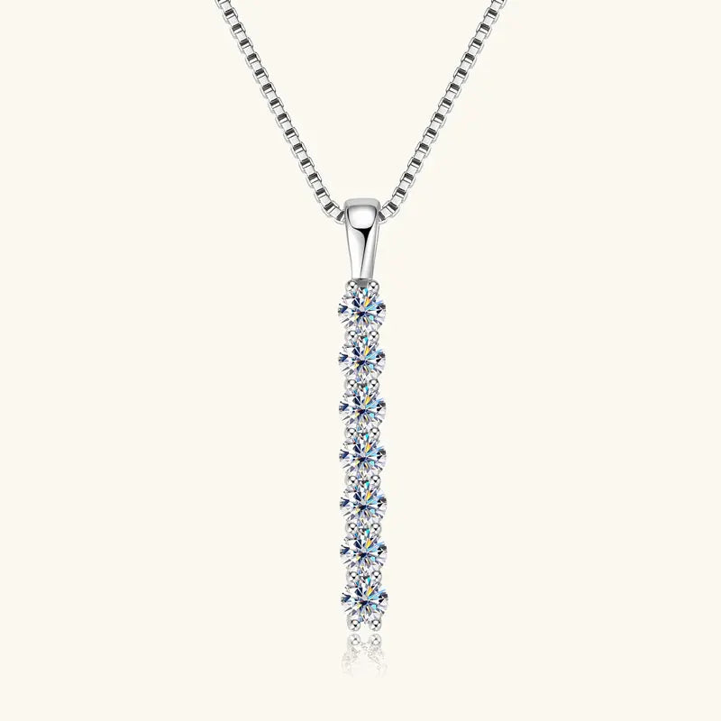 Anziw 2,8 mm 0,56 quilates. Moissanite pingente colar para mulher 925 prata corrente ajustável barra de 7 pedras colares tendência jóias presentes