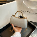 Glamourosa bolsa de ombro de PVC com strass para noite, com corrente removível e fecho, bolsa de festa com glitter para banquete/uso diário