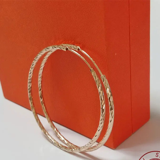 Senlissi - Brincos de argola femininos 18K AMARELO banhado a ouro 925 prata esterlina brincos de gota da moda C takoьги Kotyьца Kotyьц SL009
