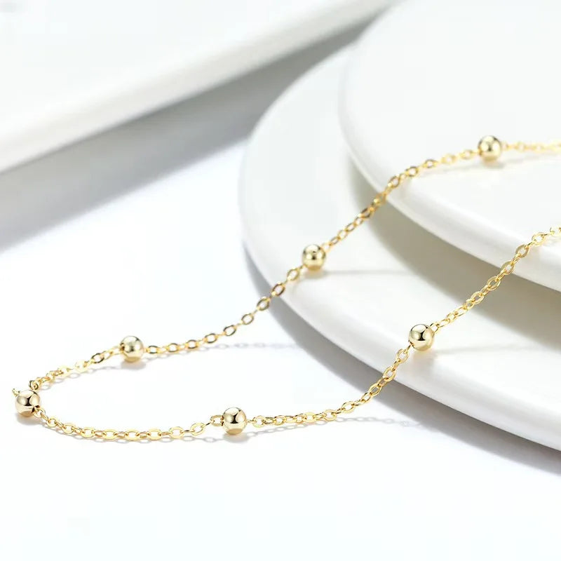 Leb real 18k ouro bola dourada céu estrelado colar au750 moda feminina colar boutique jóias presente x0036