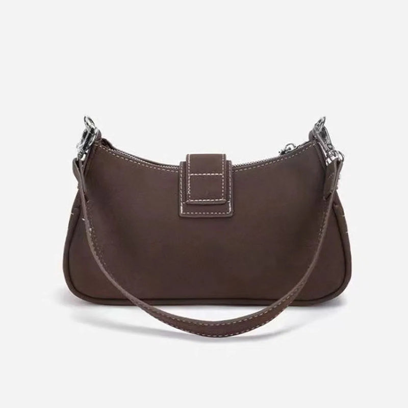 Bolsa retrô fosca nas axilas, nova bolsa baguete minimalista feminina, bolsa pequena crossbody de ombro único elegante e versátil