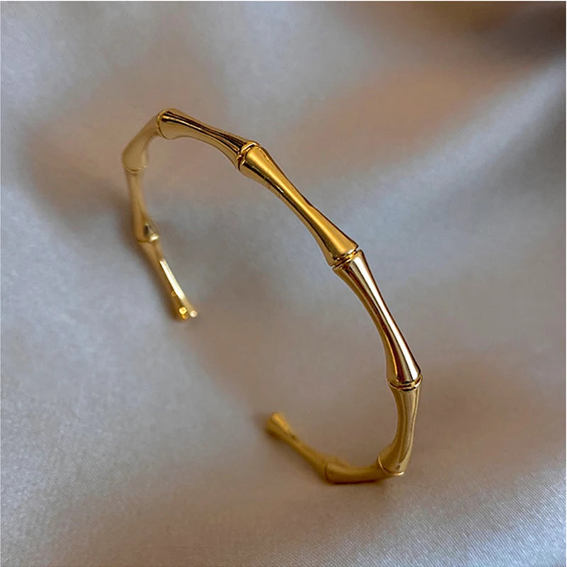 Aço inoxidável cor de ouro bambu conjunta pulseiras 2023 tendência pulseira para mulheres masculino festa romântica presente moda jóias