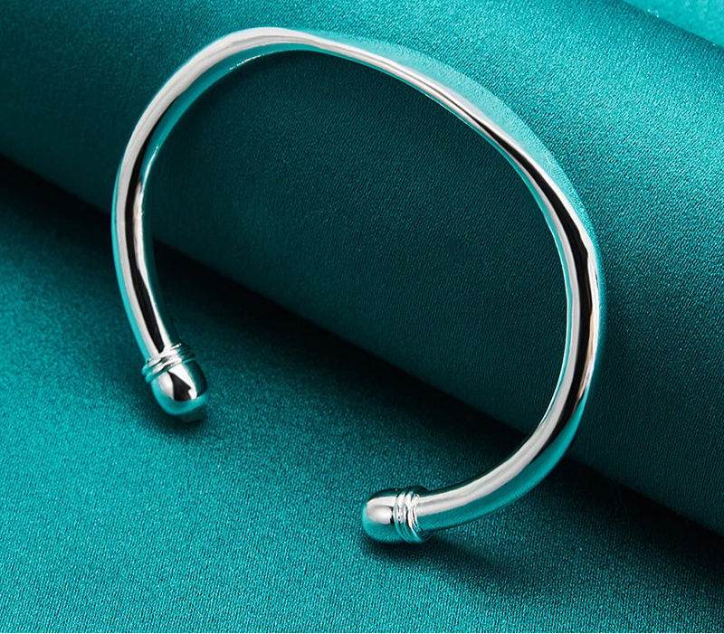 Doteffil 925 prata esterlina duplo grânulo manguito pulseira para mulher homem jóias de moda fina