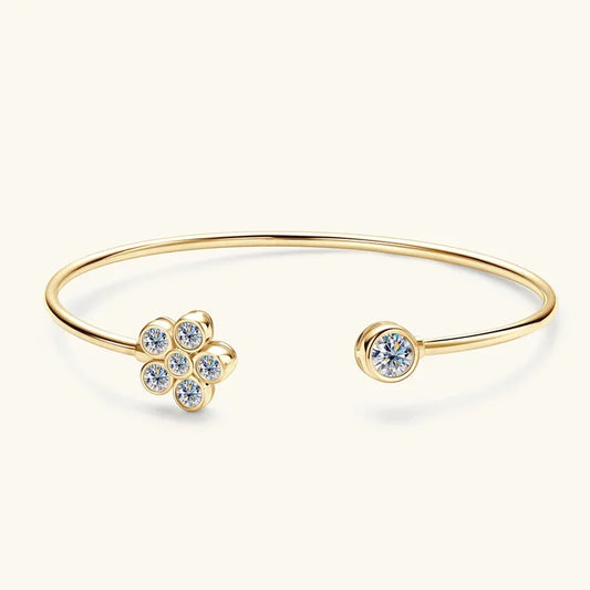 D cor vvs pulseira redonda de moissanite com certificação gra s925 prata esterlina banhada a ouro 18k pulseira de flor joias para mulheres