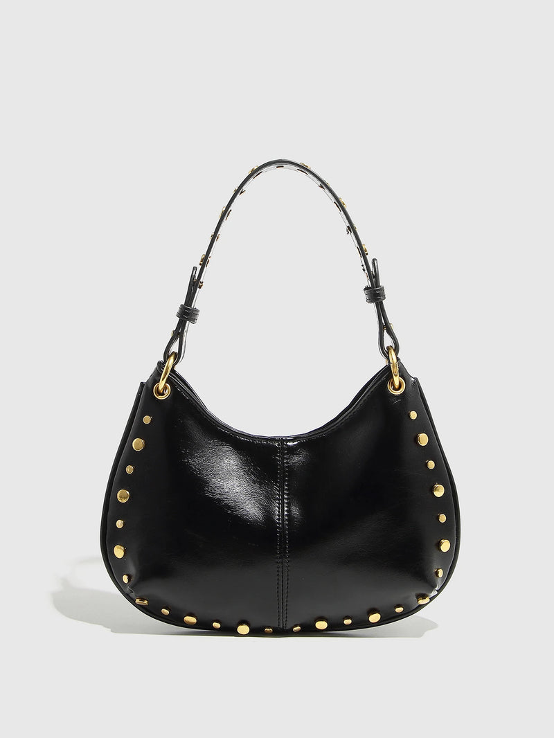 2025 nova moda na moda bolsa nas axilas rebitada bolsa de ombro corrente boston crossbody saco